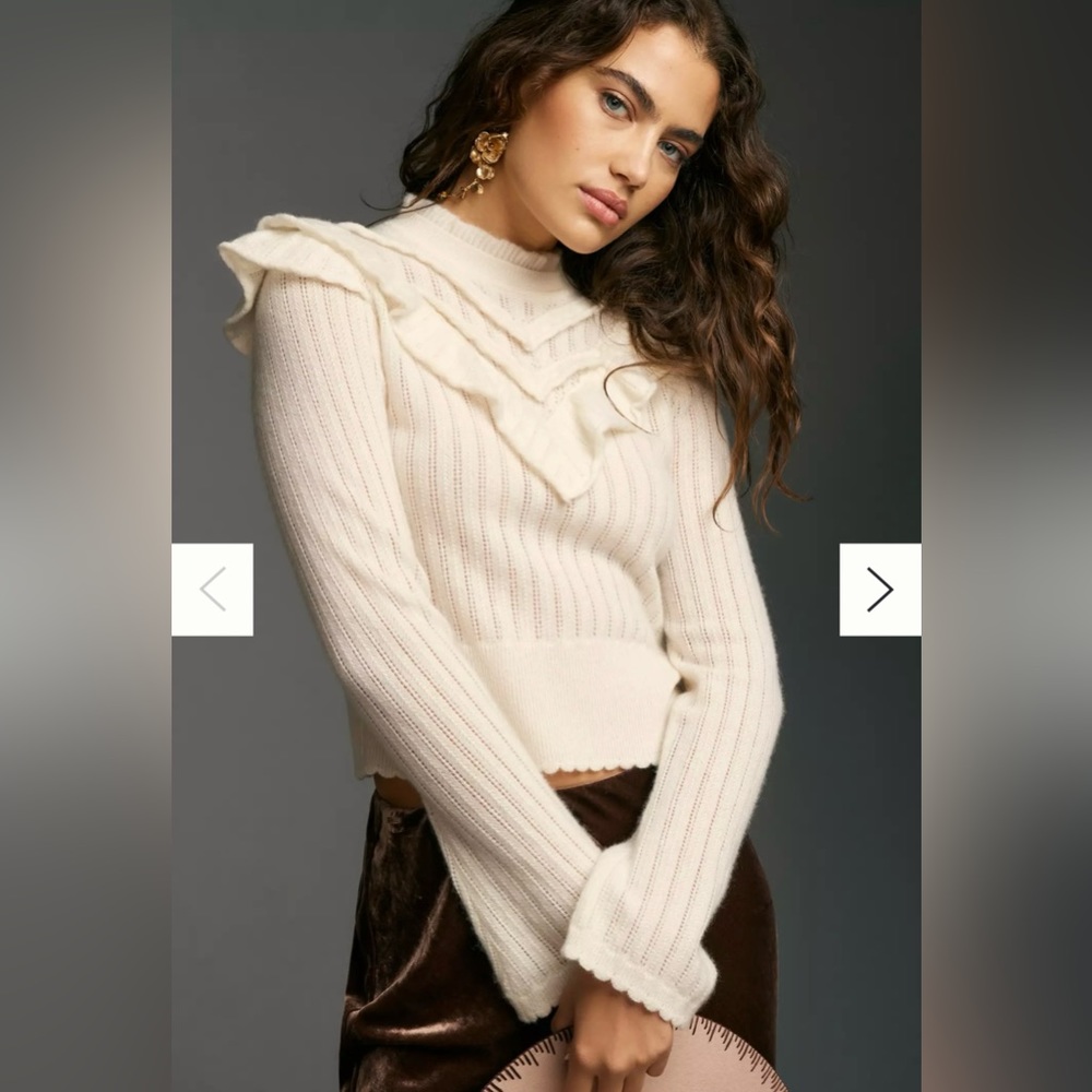 Anthropologie Victoria Cashmere Ruffle Sweater